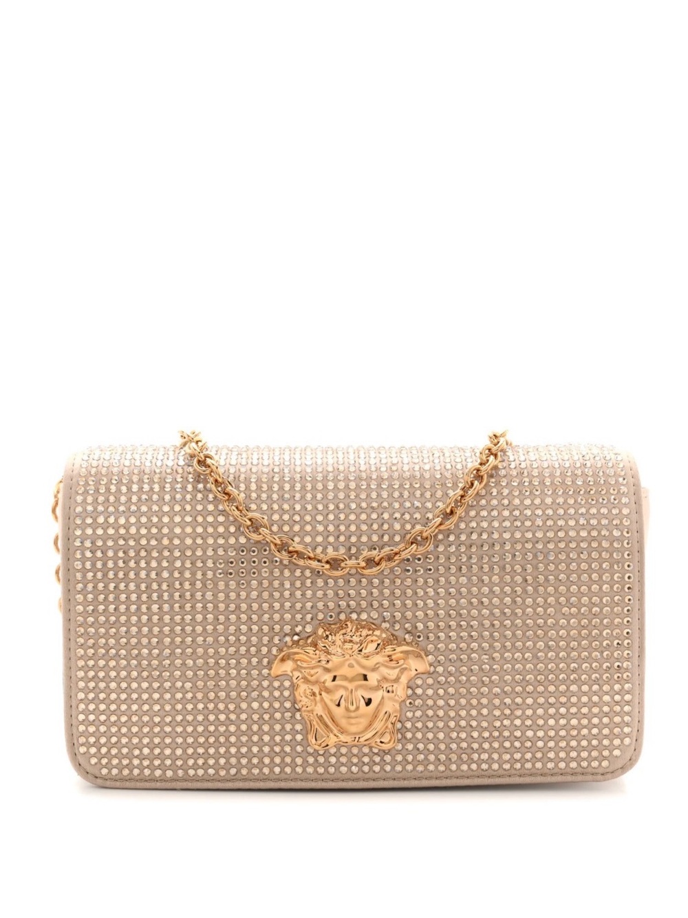 Versace Crystal & Satin Medusa Head Crossbody Bag